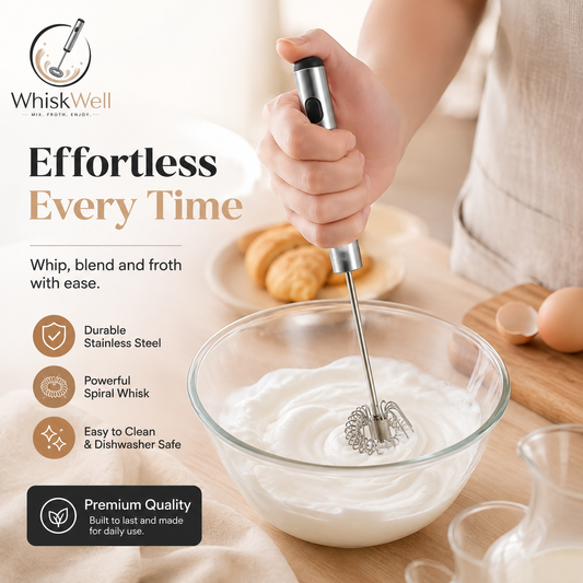 Stainless Steel Hand-Push Rotary Whisk
